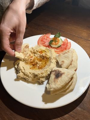 Humous and pita starter  at Kokkos Cafe Bistro in Diani