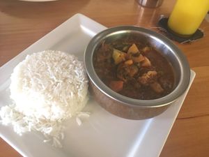 Vegetable korma at Kokkos Cafe Bistro in Diani