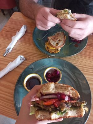 Veggie Burger & Mediteranean Sandwhich at Depth N Green in Mysore