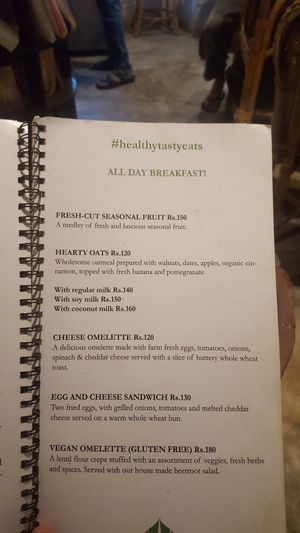 Menu at Depth N Green in Mysore