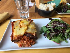 vegan moussaka  at Giardino Tergesteo in Trieste