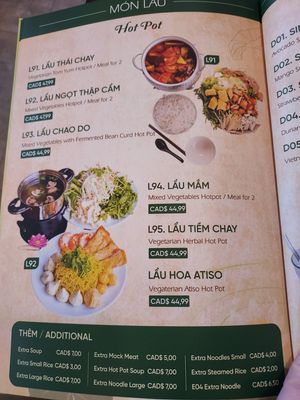 Menu  at Dai Bi Chay in Mississauga