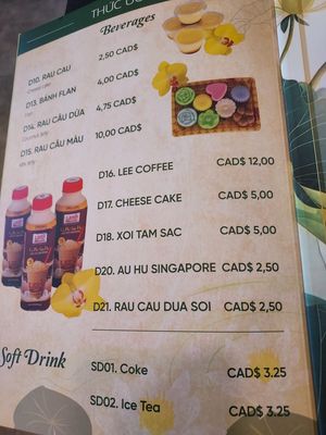 Drink menu  at Dai Bi Chay in Mississauga