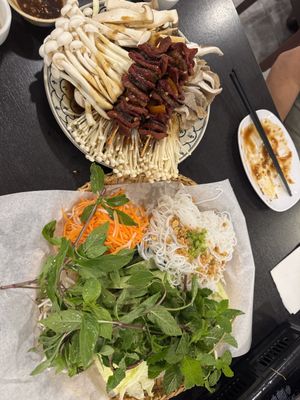 Mixed Grill Mushrooms- Part 1 & 2 - eat with rice paper rolls - Vegan   at Dai Bi Chay in Mississauga