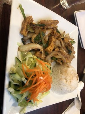 Lemongrass tofu rice plate  at Pho Kim Long in San Antonio