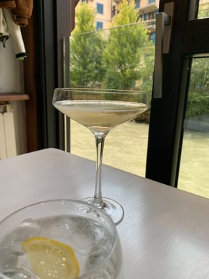 Dining next to the Arve. at Bizes in Chamonix-mont-blanc