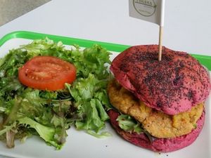 mango burger at Vegana Burgers - Cais do Sodre in Lisbon