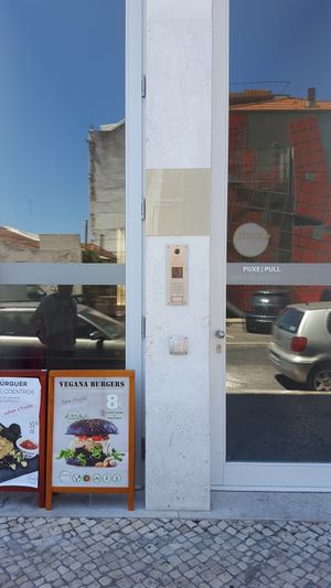 The entrace- easy to miss at Vegana Burgers - Cais do Sodre in Lisbon