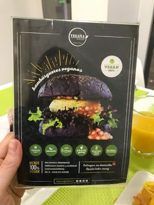 menu front at Vegana Burgers - Cais do Sodre in Lisbon