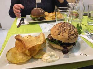 Mushrooms and beans at Vegana Burgers - Cais do Sodre in Lisbon