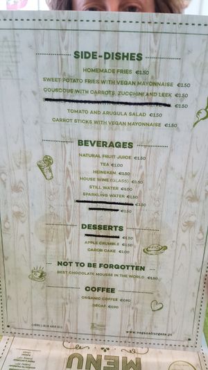 menu at Vegana Burgers - Cais do Sodre in Lisbon