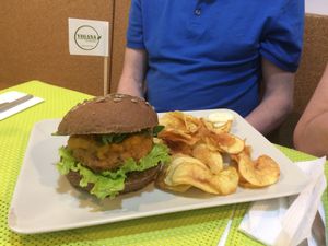 My non vegan dad loved these burgers! at Vegana Burgers - Cais do Sodre in Lisbon