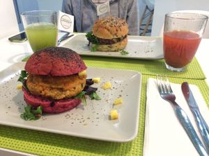 Quinoa lentils burger & sweet potato beans burger at Vegana Burgers - Cais do Sodre in Lisbon