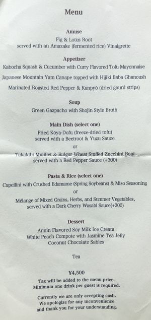 Food Menu (July 2019) at Vegetus in Kamakura