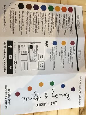 menu at Milk & Honey in Manchester