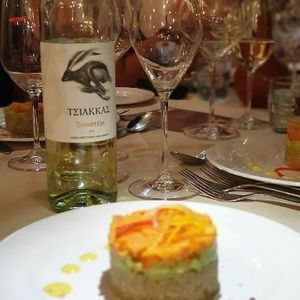 Quinoa avocado and sweet potato timbal
with citrus glaze and sea salt flakes at O'Vrakas Taverna in Limassol