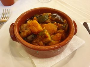 "Whatever is seasonal" - pot, fried in olive oil, garlic and thyme at O'Vrakas Taverna in Limassol