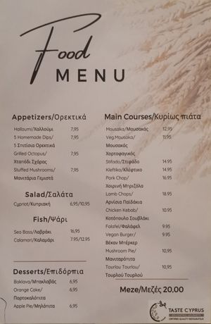 still good choice of vegan options and limited menu due to low season: falafel, vegan burger, mushroom pie, tourlou tourlou at O'Vrakas Taverna in Limassol