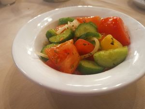 fresh salad comes as a side with tourlou tourlou at O'Vrakas Taverna in Limassol