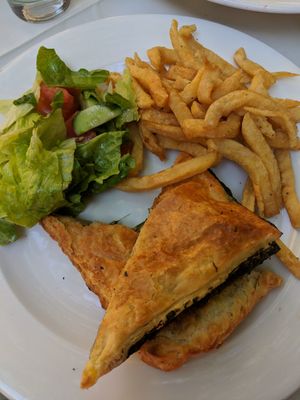 Spinach pie from the vegan menu! at O'Vrakas Taverna in Limassol
