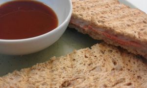 sandwich with mozzarella and ham vegan at Vegansuper and Snack Bar in Groningen