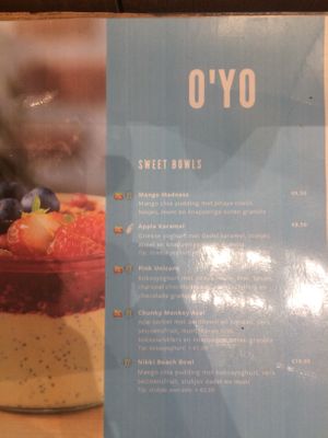 Menu - Sweet bowls at O'YO - Brabantdam in Ghent
