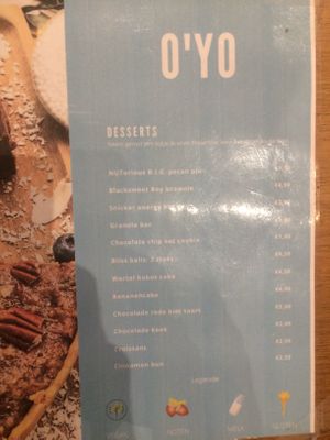 Menu - Desserts at O'YO - Brabantdam in Ghent