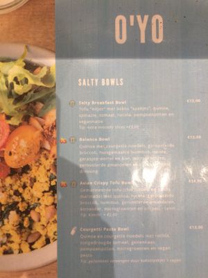 Menu - Salty bowls at O'YO - Brabantdam in Ghent