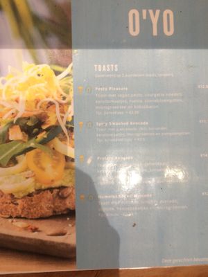 Menu - Toats at O'YO - Brabantdam in Ghent