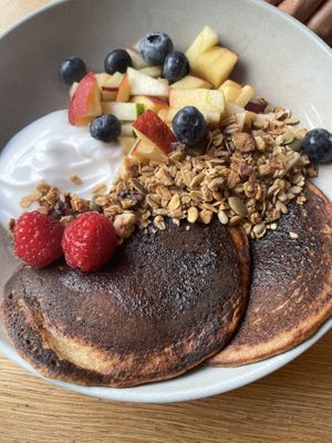 O’yo pancakes with coconut yoghurt  at O'YO - Brabantdam in Ghent