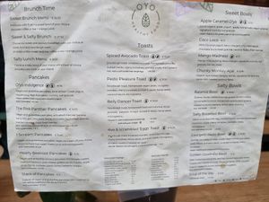Menu at O'YO - Brabantdam in Ghent
