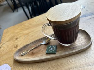 Sweet & salty brunch (29,50€) (Coco Loco, Avo & scrambled "Eggs" toast 1 slice, brownie, Maybe Baby Tea)  at O'YO - Brabantdam in Ghent