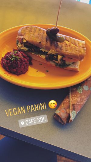 Amazing vegan portobello panini!  at Cafe Sol in Grand Junction