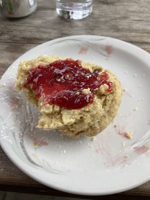 Scone with spread and jam  at Goathland Tea Room & Gifts in Whitby