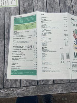 Menu (back) at Goathland Tea Room & Gifts in Whitby