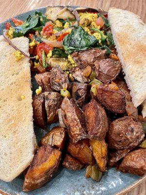 Tofu scramble with potatoes   at Early Girl Eatery in Asheville