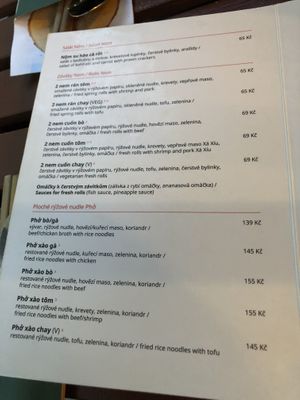 Menu  at Bistro Go in Brno