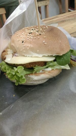 hummus burger  at Chutnej in Vinohrady