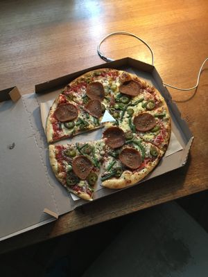 Salami pizza at Chutnej in Vinohrady