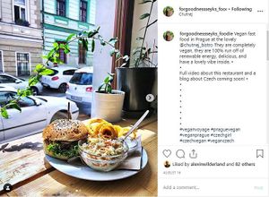 Beautiful vegan burger at Chutnej in Vinohrady