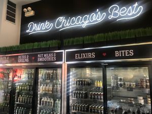 Inside, the juice merchandisers. at JuiceRx - Bucktown in Chicago