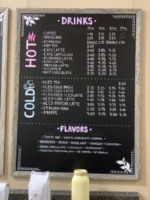 Coffee menu 5/28 at The Black Crow Cafe in Elkhart