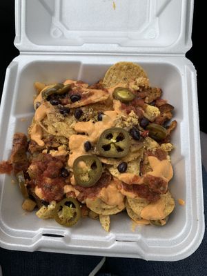 Vegan breakfast nachos  at The Black Crow Cafe in Elkhart