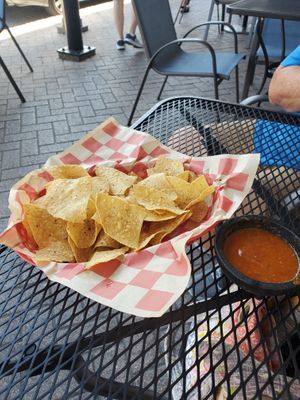 Chips and salsa, loved the spice. at Brews Brothers in Galveston