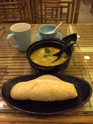 Sake Curry Dish with Baguette. at Yen Nha Hang Chay & Yoga in Nha Trang