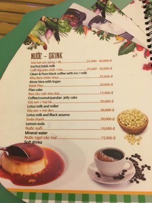 Menu at Yen Nha Hang Chay & Yoga in Nha Trang