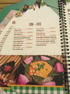 Menu rice at Yen Nha Hang Chay & Yoga in Nha Trang