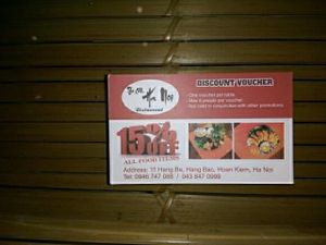 get a card for a discount. at The Old Ha Noi Restaurant in Hanoi