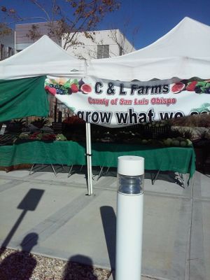 Vendor who sells produce grown in the county of San Luis Obispo  at Farmer's Market  in Moreno Valley