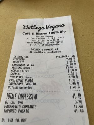   at Bottega Vegana in Modena